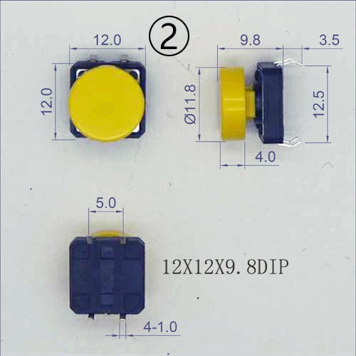 10 Sets Momentary Tactile Button 4PIN SMT/DIP 12X12mm H=9.8/9/16.8mm With Cap Tact Switch Push Button Switch Micro Key Button