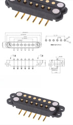 1/5 Set Waterproof DC Magnetic Pogo Pin Connector 2 3 4 5 6 7 8 9 Poles 2.54 MM Pogopin Male Female Contact Strip 90 Degree
