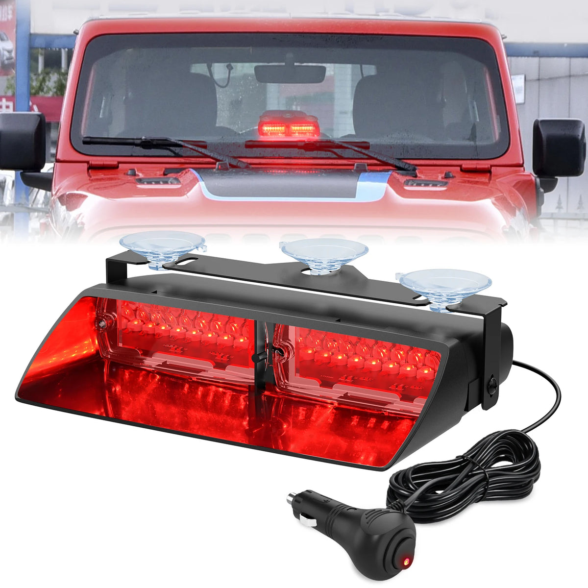 Nilight Bright LED Strobe Lights , Car Windshield Warning Flash Light with Suction Cups, Hazard Safety Lamp for Truck