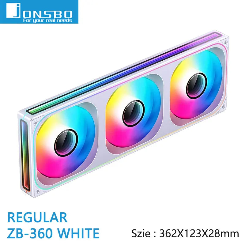 Jonsbo ZB-120/240/360 ARGB Computer case fan,4 sides Infinity Mirror lighting effect/28MM thickness integrated cooling fan