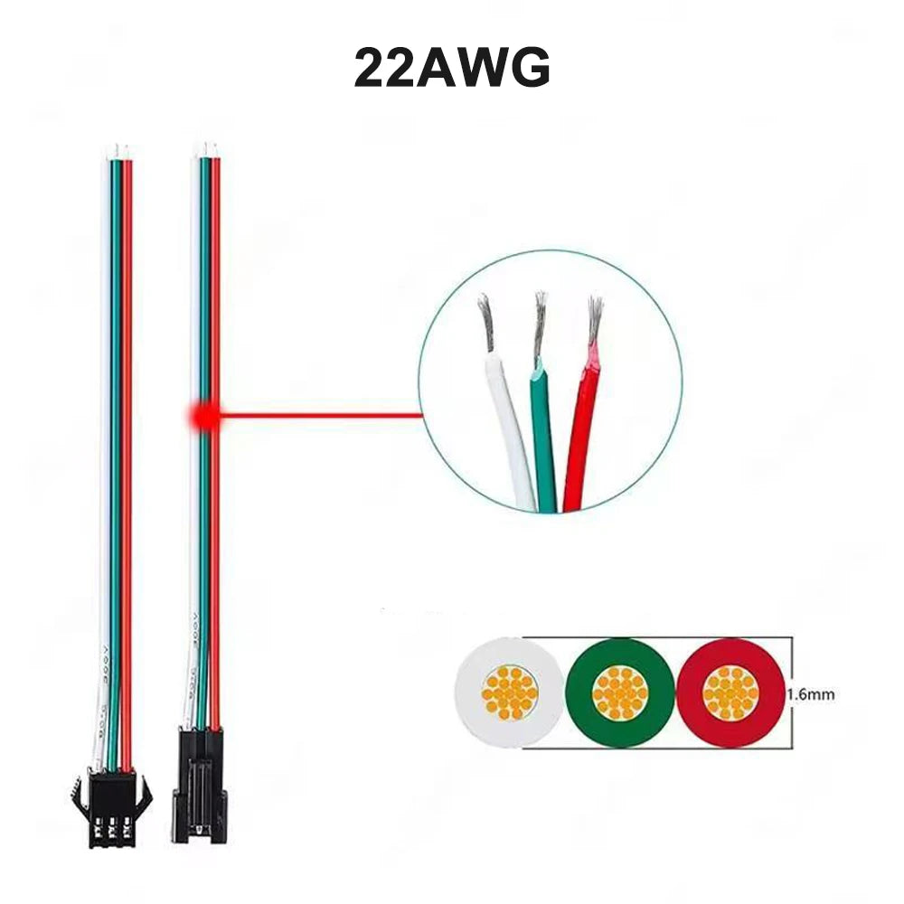 0.5m 1m 2m 2Pin 3Pin 4Pin SM JST Extension Cable 22AWG JST Plug Male to Female Wire Connector Cable for Led Light CCTV Driver
