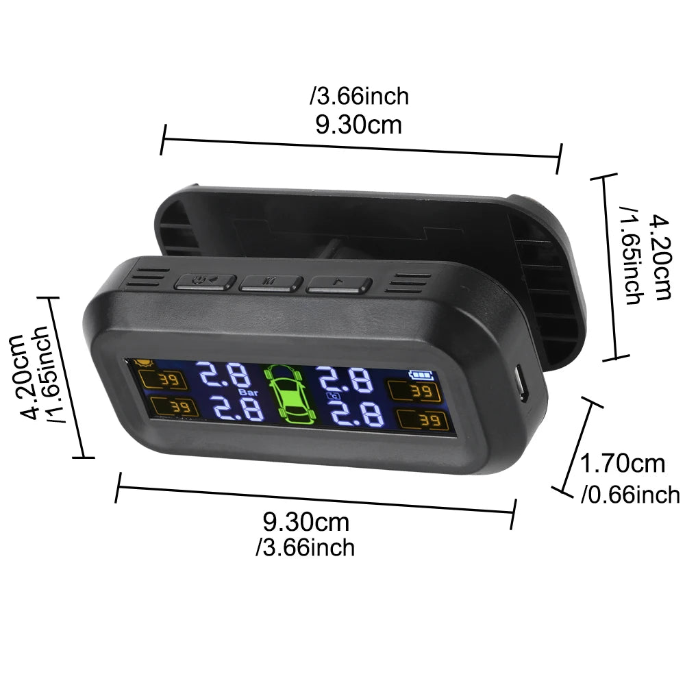 Temperature Warning Fuel Save Tire Pressure Monitoring System Solar TPMS With 4 External Sensors Car Tyre Pressure Monitor