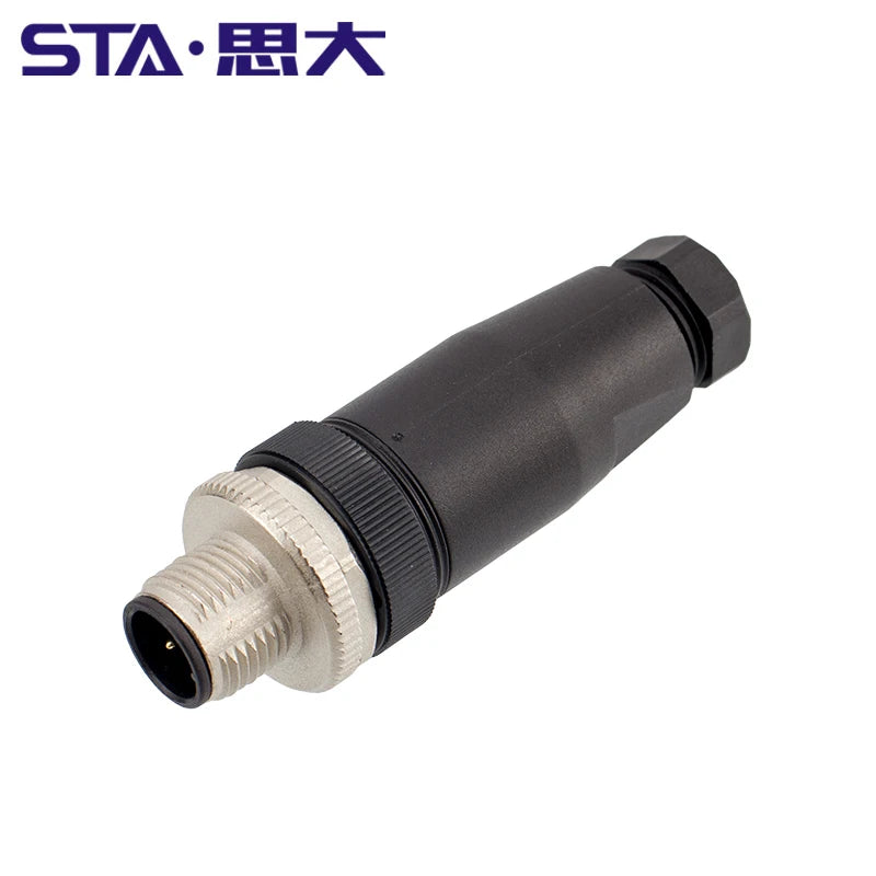 Screw Type Waterproof IP67 Plastic M12 A B D Code Field Connectors PG7 PG9 Male Plug 2 3 4 5 8 Pins