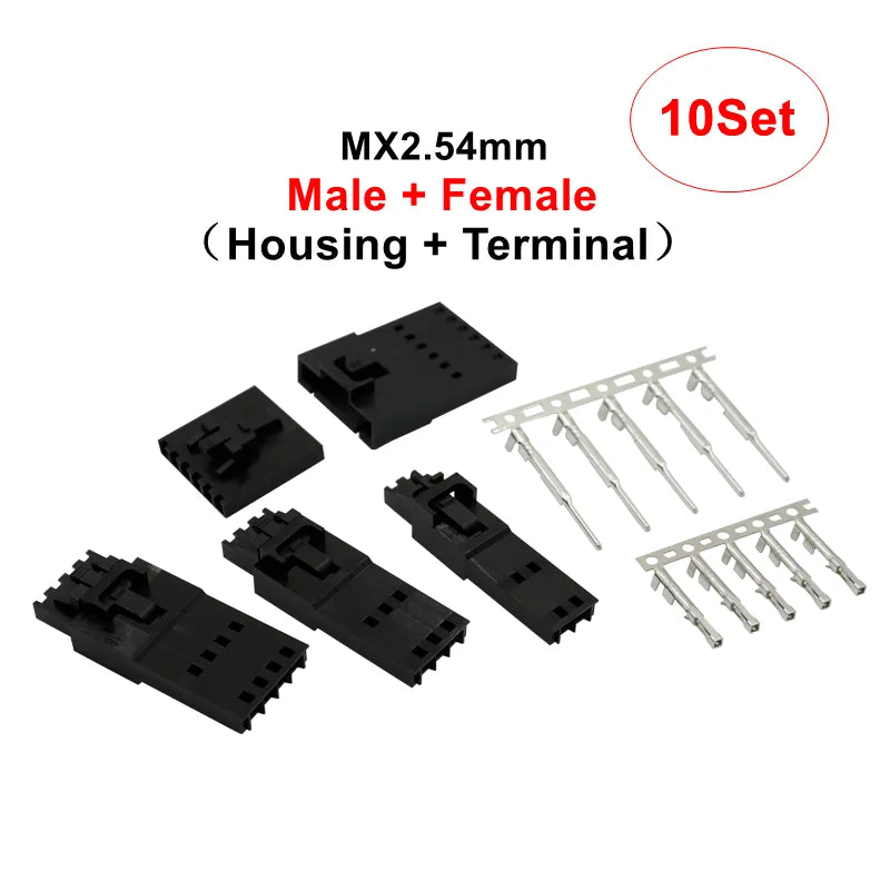 10Set(20PCS) MX2.54 Dupont Connector Housing With Lock Buckle 2.54mm Pitch Single Row 2P/3P/4P/5P/6P/7P/8P/10P/12P Docking Shell