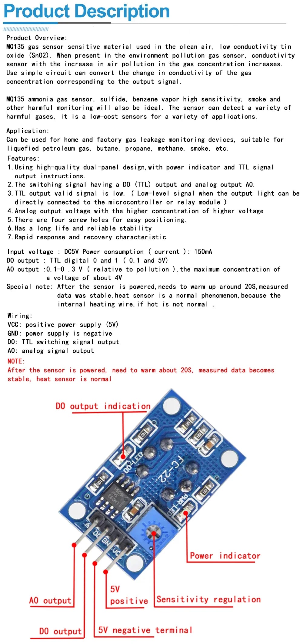 MQ135 MQ-135 Air Quality Sensor Hazardous Gas Detection Module For Arduino M2 PromotionHot New Arrival