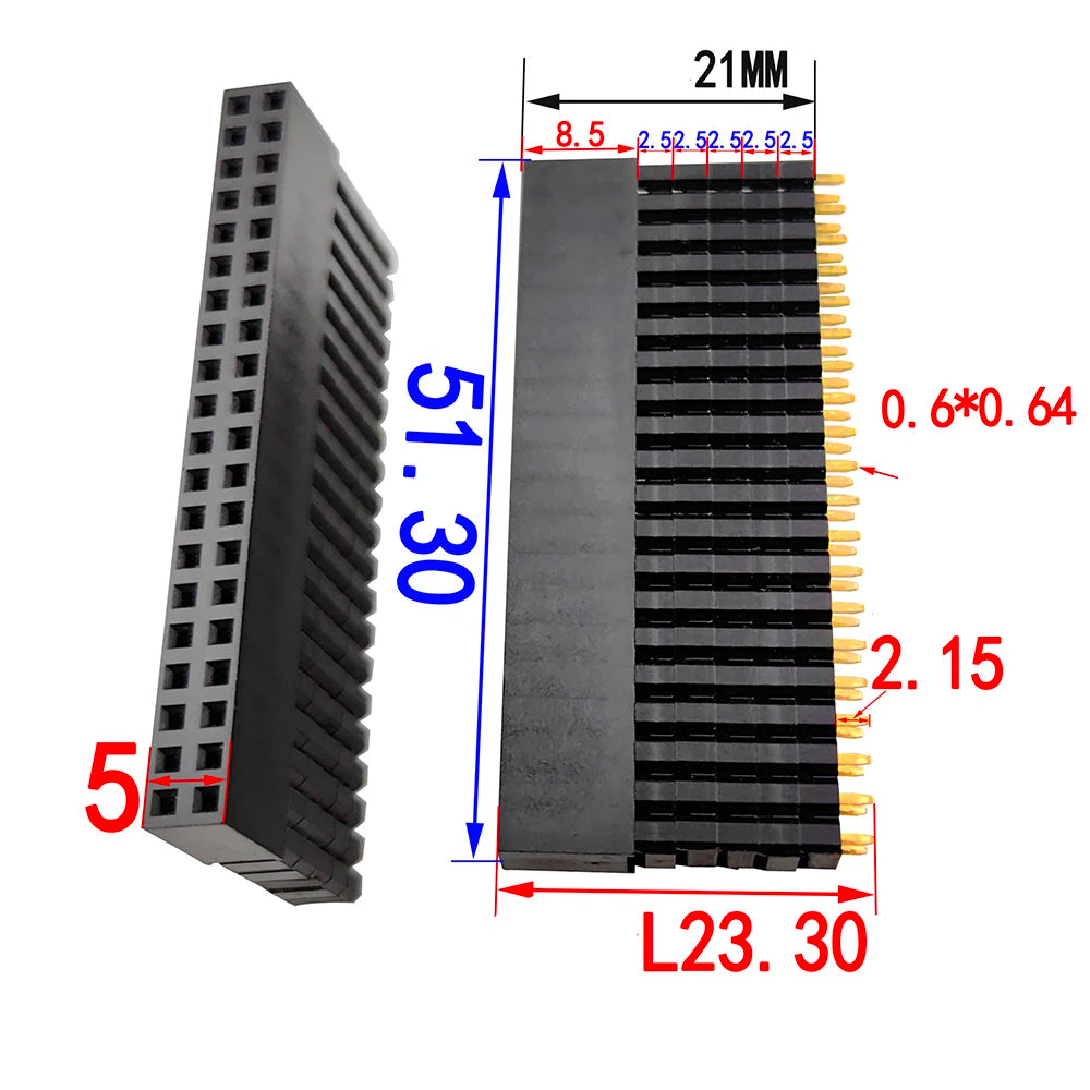 10pc 2.54mm PC104 2X20P Dual Row Extra Long L23.2 PH11/13.5/16/21 Spacer Elevated Extend High Plastic Industrial Female Socket