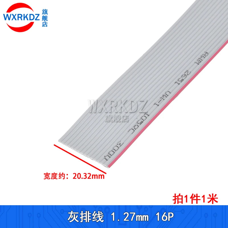 1Meter Gray Flat Ribbon Cable 1.27mm Pitch FC Data Wire Line 6/8/10/12/14/20/24/26/30/34P 40P 50 60 64P AWG28 300V For DIY