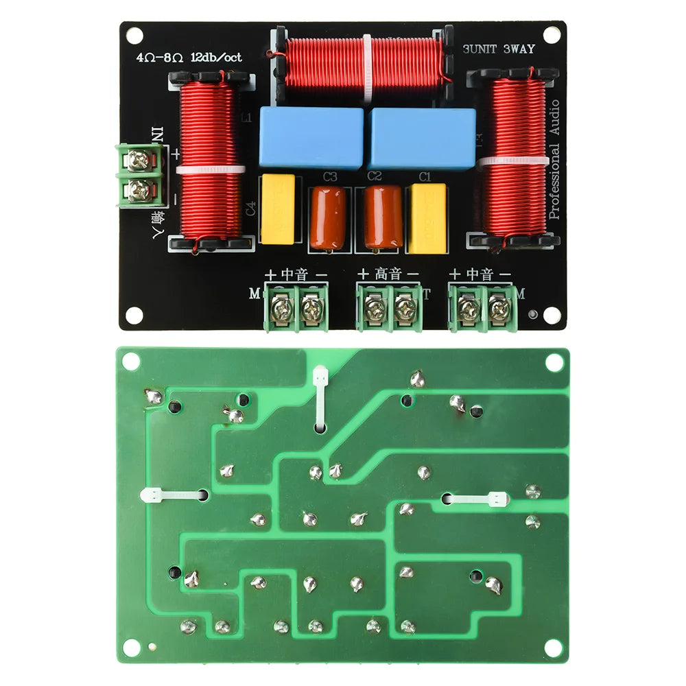 200W Crossover 3 Way Home Theater Treble Bass Audio Sound Speaker Amplifier Frequency Divider Filter 3 Way Crossover
