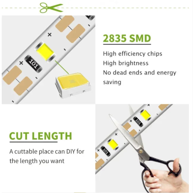 USB LED Strips SMD3528 Light 5V Adapter String Christmas Desk Decor Lamp Tape For TV Background Lighting 5V 50CM 1M 2M 3M 4M 5M