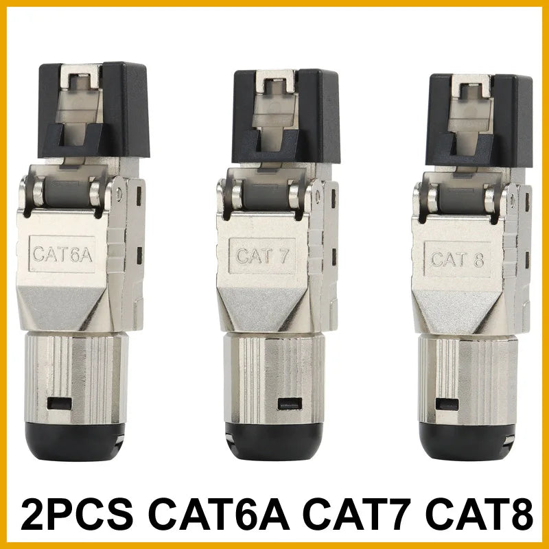NEW 2026 2PCS RJ45 Cat8 Cat7 Cat6A Connector Shielded Toolless Modular Termination Plug 2000MHz 40G LAN Cable for 22AWG-24AWG