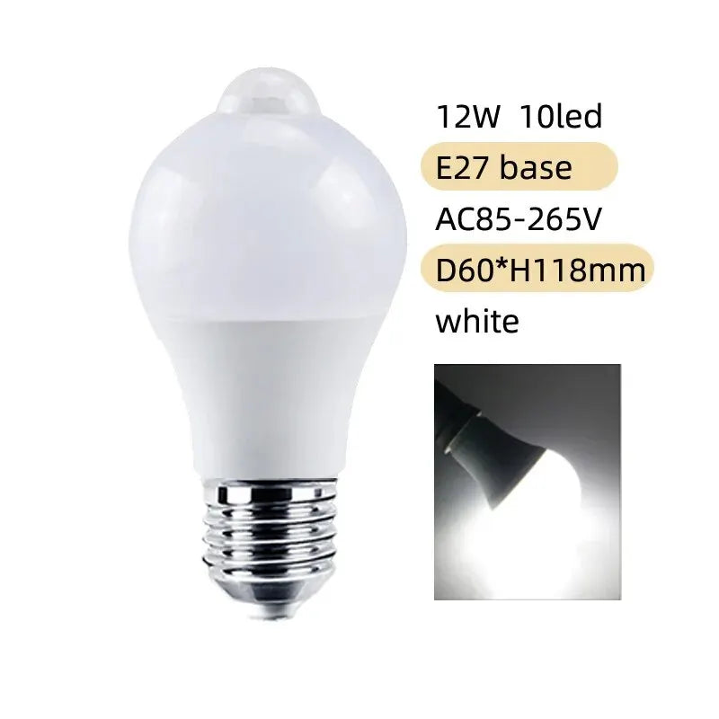 PIR Motion Sensor LED Light Bulb 220V 110V 12W 18W Smart Bulb Motion Activated ON/OFF Home Lights Lamp with Motion Sensor
