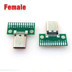 1pcs USB 3.1 Type C Connector 24+2P Female Male Plug Receptacle Adapter to Solder Wire & Cable USB-C 24P+2P PCB Test Board