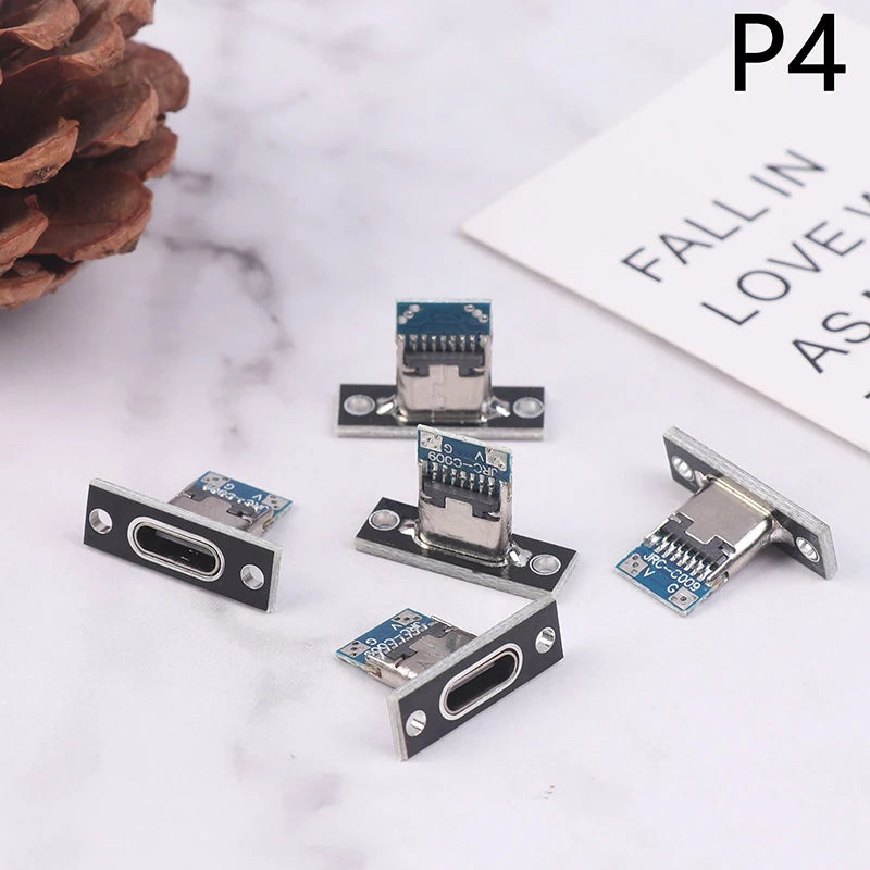 5Pcs New USB 3.1 Type C Socket With Screw Fixing Plate Type-C USB Jack 3.1 Type-C 2Pin 4Pin Female Connector Jack Charging Port