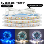 5V USB LED Strip Light with Dimmer Switch 2835 60LEDs Waterproof Flexible LED Tape with ON OFF Switch for Under Cabinet Light