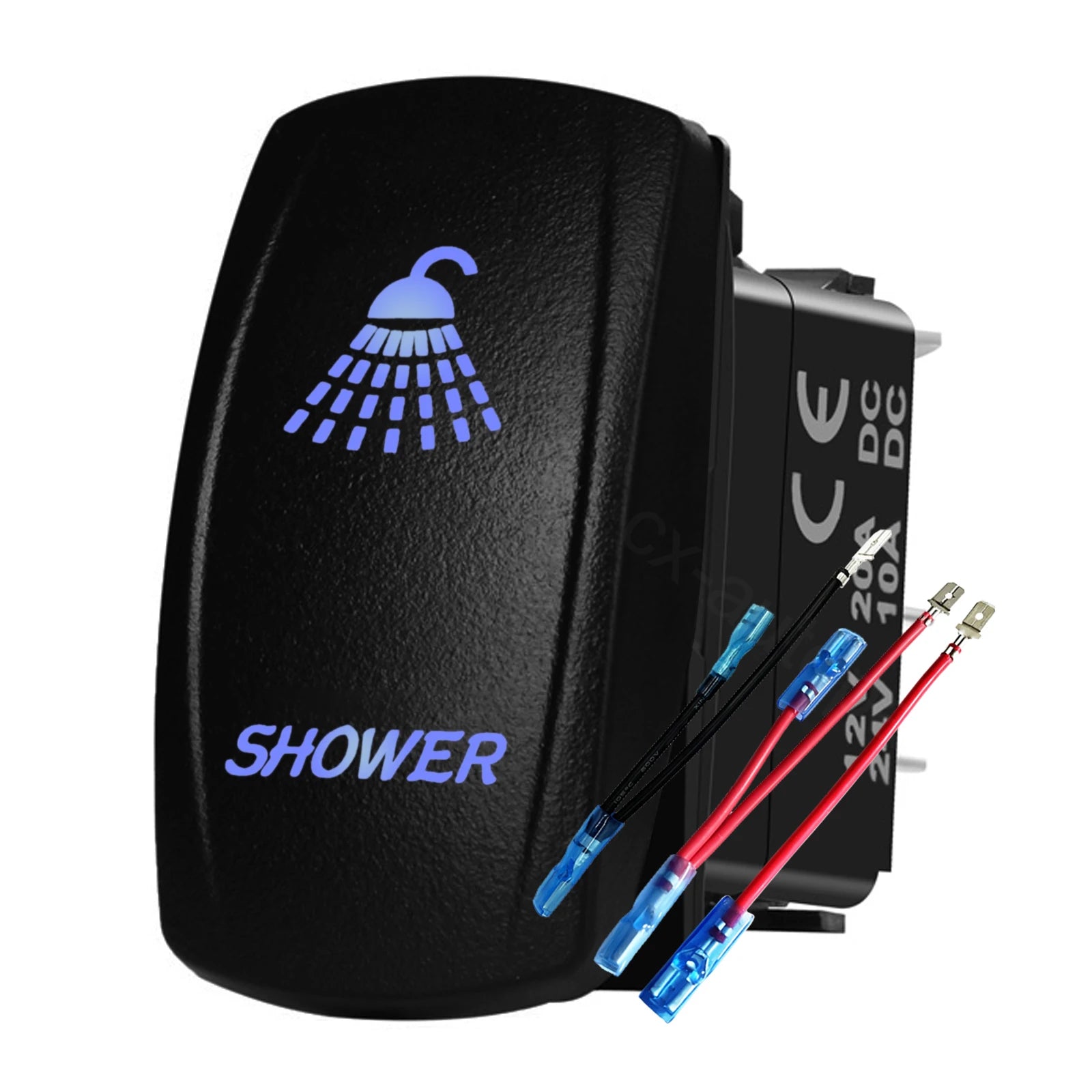 12V 24V Boat Trim Tabs Switch (ON)-OFF-(ON) Momentary Rocker Switch Waterproof Blue Light ON-OFF Toggle Switch With Harness