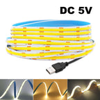 Super Bright USB DC5V COB Led Light Strip 320LED/m High Density Flexible Linear Lighting Warm/Natural/White 50cm 1m 2m 3m 4m 5m