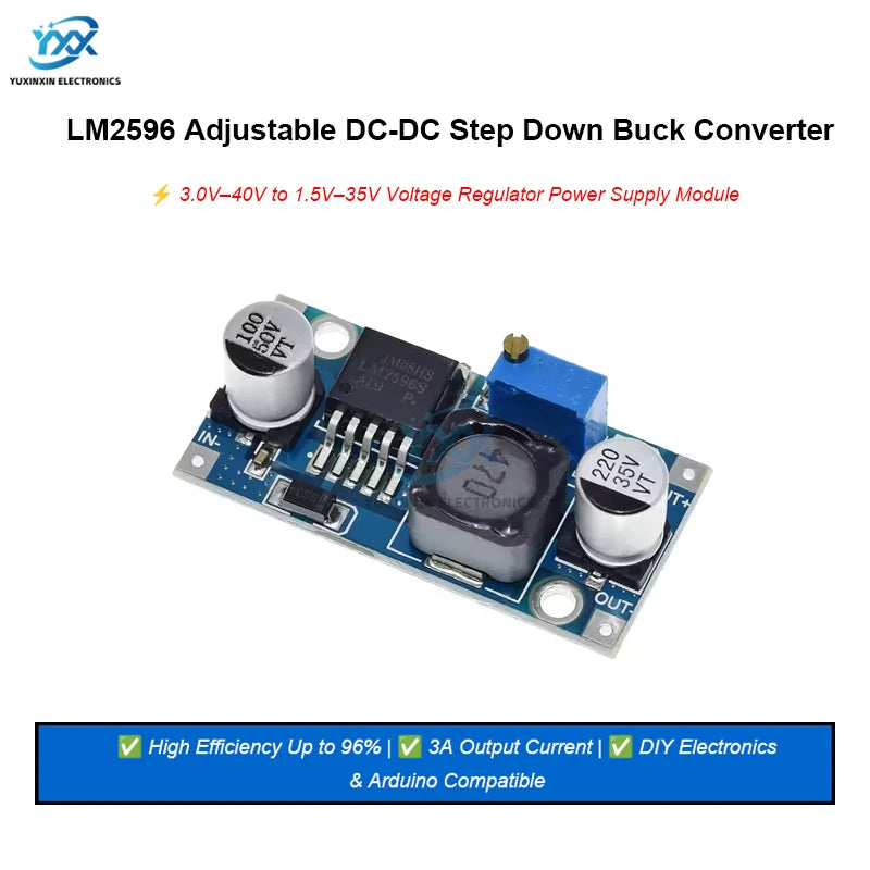 1/3/5/10PCS LM2596 Adjustable DC to DC Step Down Buck Converter Module 3.0-40V to 1.5-35V Power Supply Voltage Regulator for DIY