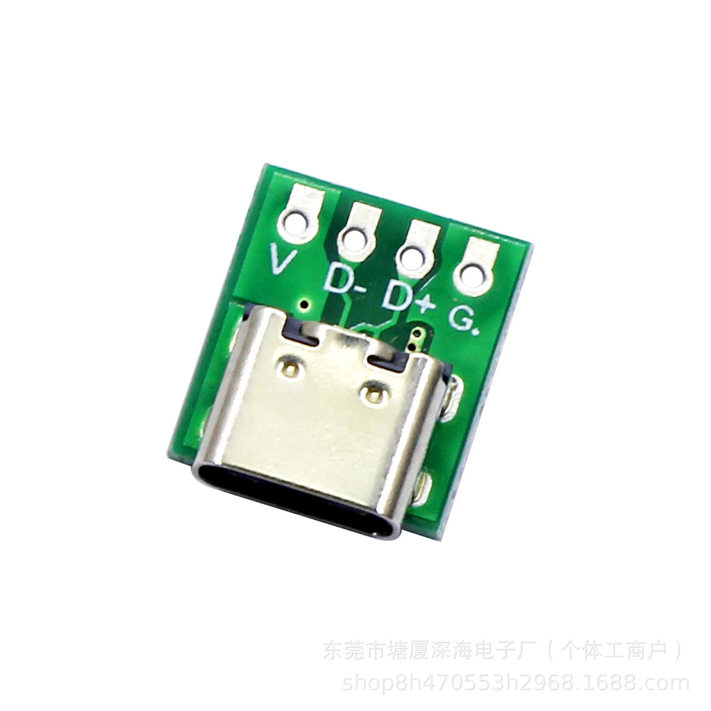 USB 3.1 Type-C 16-Pin Test Breakout Board Full Pinout Adapter Socket for Diagnosis & Data Cable Prototyping