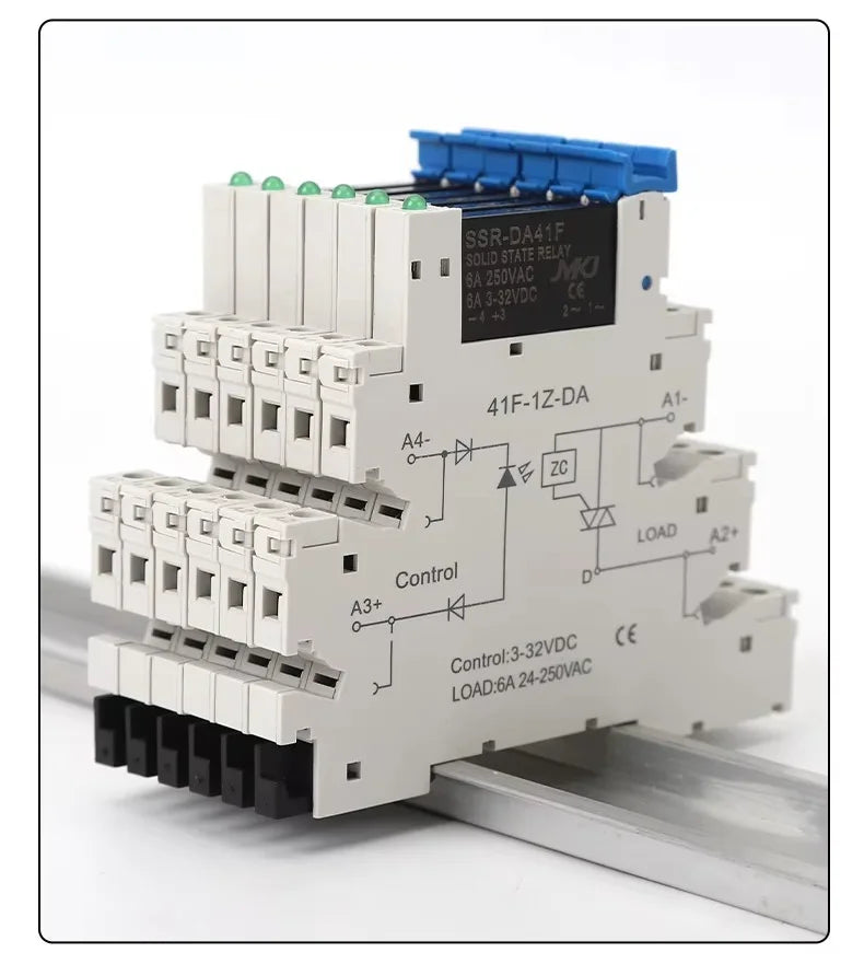 DC Control AC 6A Slim Interface Solid State Relay Module DIN SSR Slim Relay DC Control DC 41F-1Z-C2 SSR Relay DIN Rail