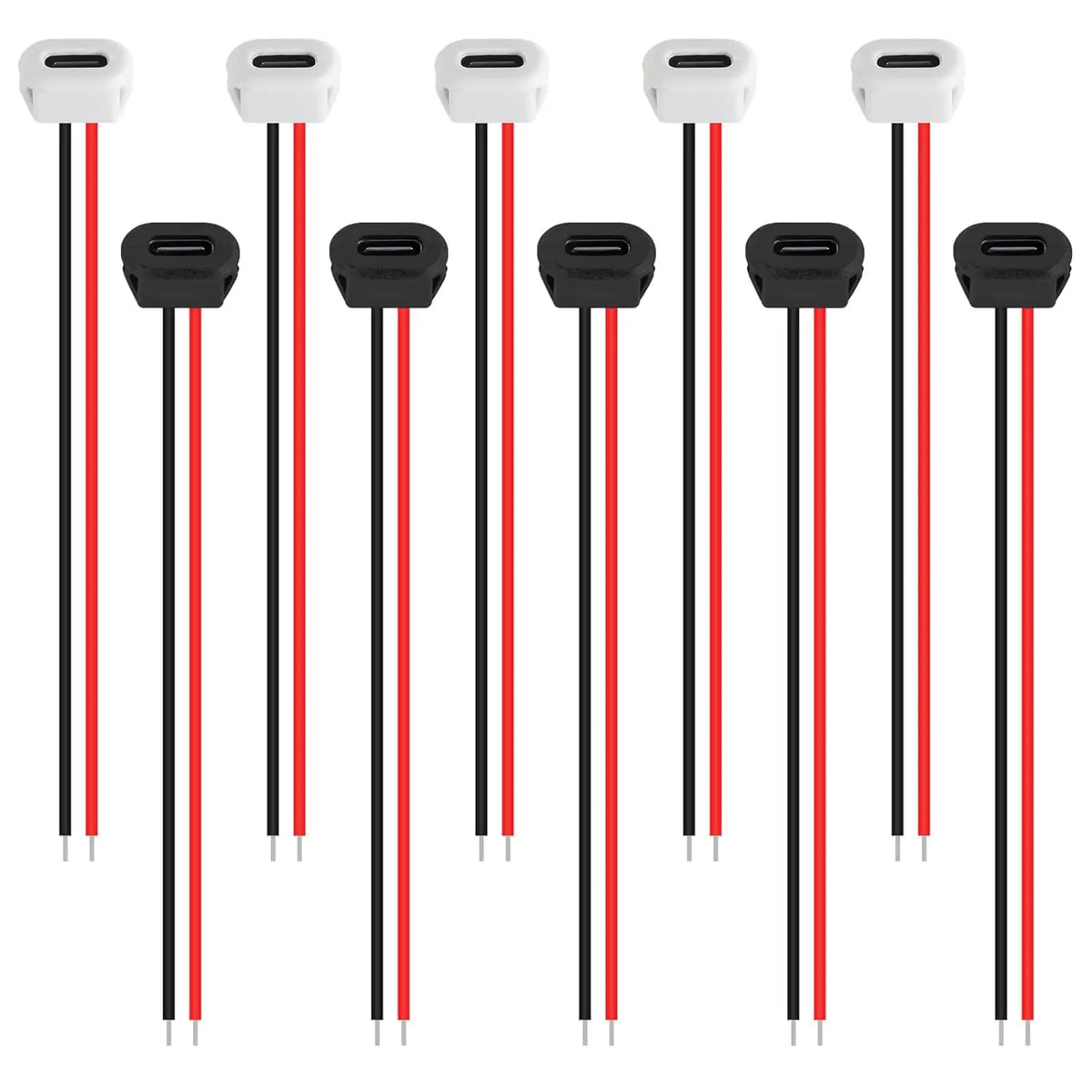 5/10PCS Type-C Female Chassis Waterproof 2P Solder Wire Type USB C Pigtail Cable Extension Power Cable USB-C Plug to 2 Pin Bare