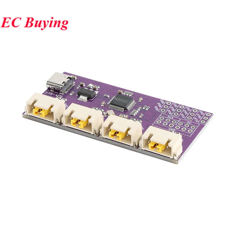 USB to 4 8-way RS485 Serial Port Type-C to 4 8-way 485 Multi-channel UART TTL CH348 HUB RS485 Module Expansion Board YR-6028