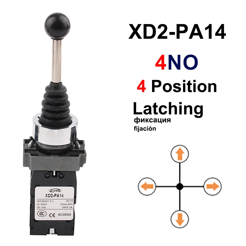 2NO 2 Position Latch XD2-PA12 PA14 Rocker Joystick Controller Spring Return Rotary Cross Switches Reset PA22 PA24 4NO 4Position