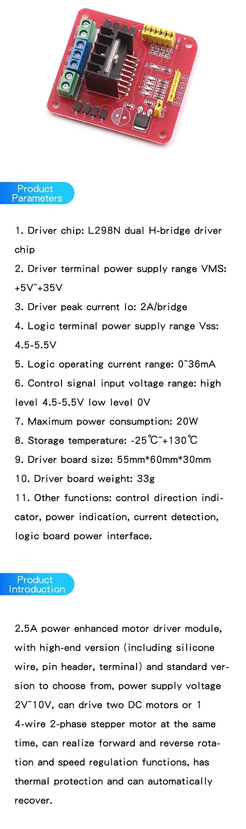 L298N motor driver board module DC stepper motor motor smart car robot accessories TB6612FNG