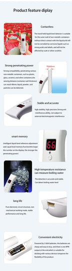 XKC-E700 Handheld Water Liquid Wine Level Detector Portable Tank Monitor Pipe Sensors with Built-in Buzzer