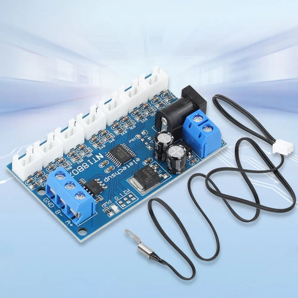 RS485 NTC Thermistor Temperature Sensor Module -20℃ To +125℃ 7-Channel Modbus Rtu Remote Acquisition Monitoring Module for PLC