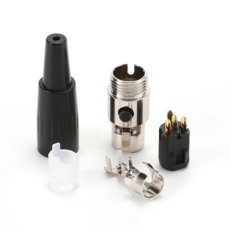 1Pcs High Quality Mini XLR 3 4 Pin Female Plug Small XLR Audio Microphone Connector for MIC Soldering Straight