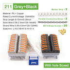 Din Rail Type Various Terminal Block Kit 211 Wire Electrical Conductor Universal Fast Cable Connector With Number Strip Set