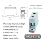 Aluminum Distribution Block Din Rail Mounting WKL 50/95/150/240 mm² Cable Power Connector Terminal Block Box
