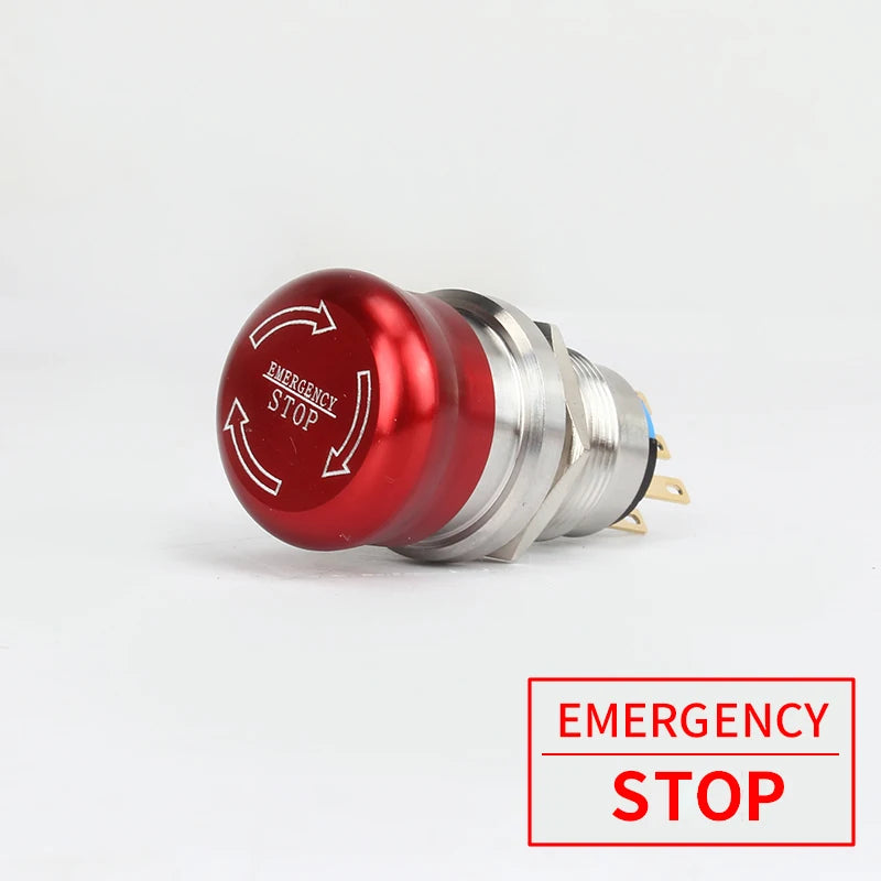 Metal Emergency Stop Push Button Switch Latching 12V-250V Stainless Steel Red Mushroom 16 19 22 25MM 1NO1NC Momentary