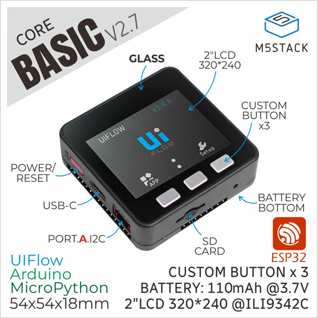M5Stack ESP32 Basic Core IoT Development Kit V2.7