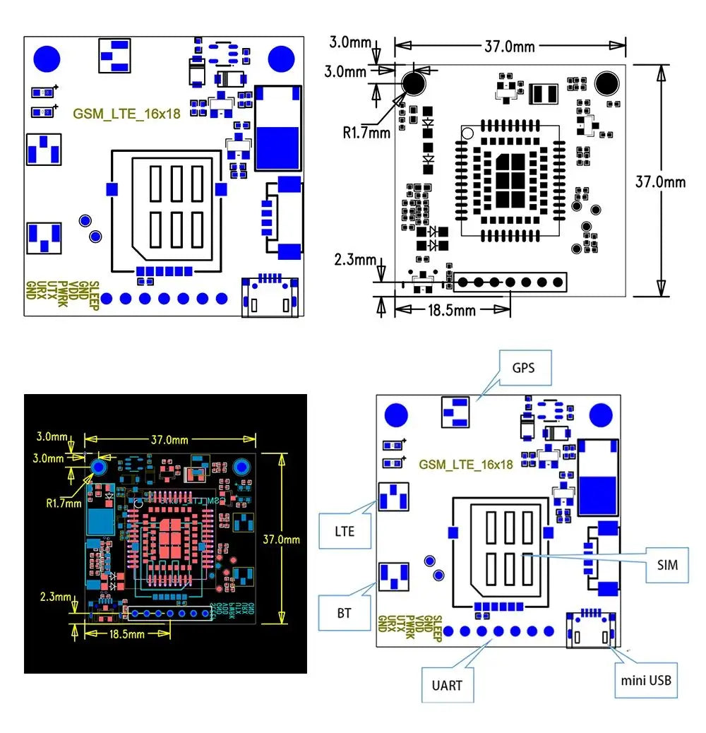 SIMCOM SIM7080G Core Board With 4G GPS Antenna Multi-Band LTE LPWA CAT-M NB-IoT Module Dual Mode GNSS Receiver Compatible SIM868