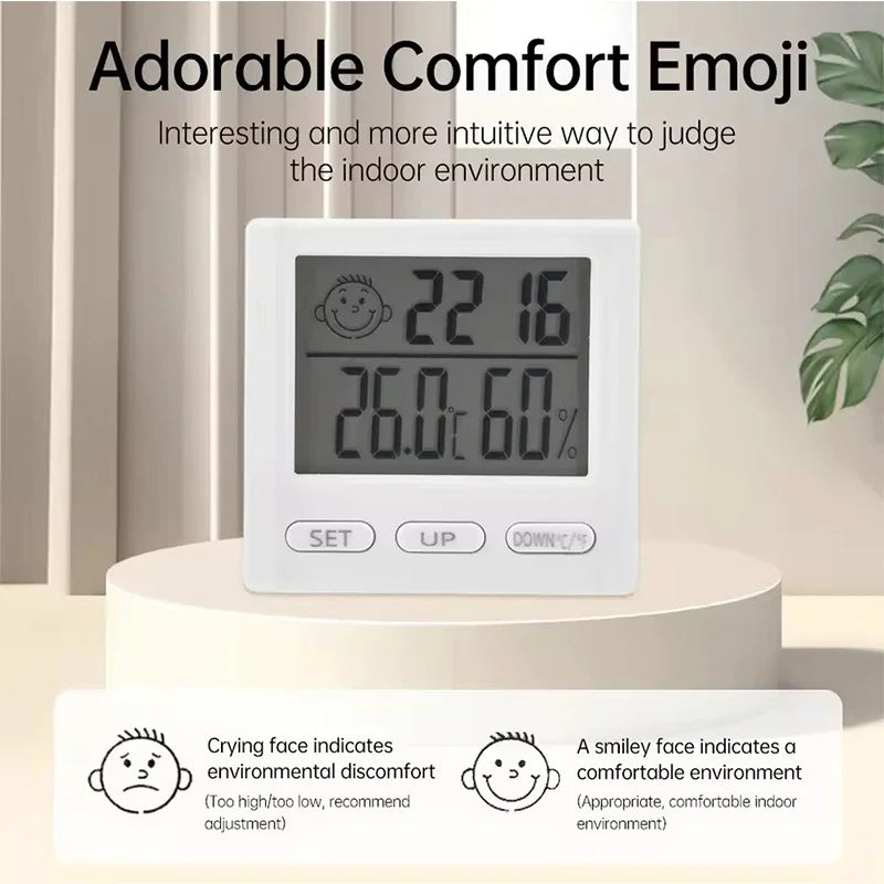LCD Digital Clock Thermometer Hygrometer Sensor Gauge Weather Station Digital Home Indoor Temperature Humidity Meter Desk Clock
