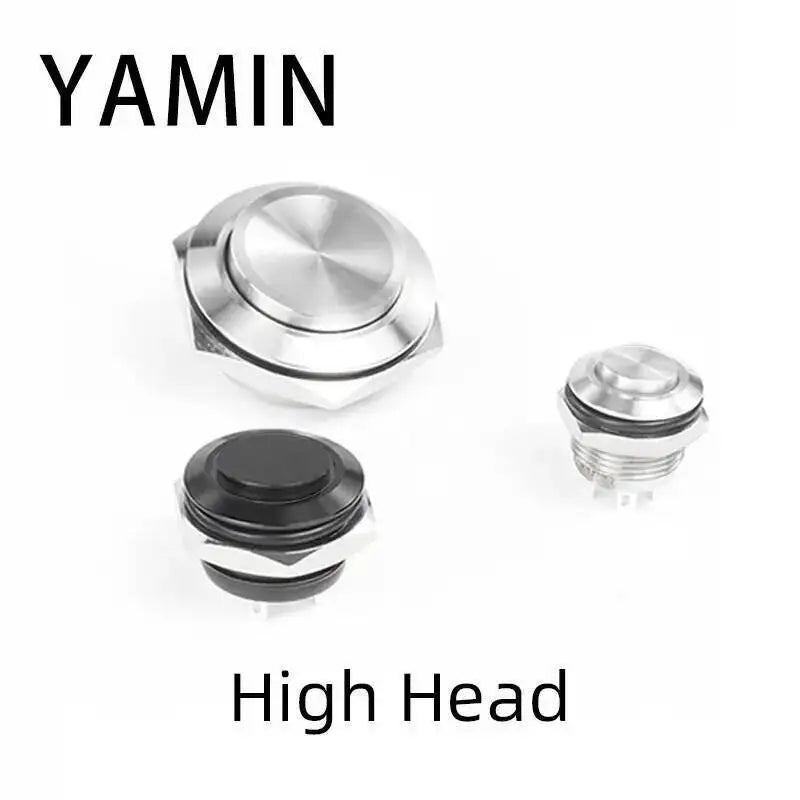 5pcs 12/16/19/22/25/30mm Ultra Short Electric Waterproof Power Reset Momentary Pressure Mini Push Button Switch Silver Black