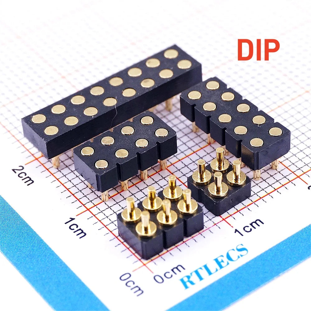 5Pcs Target PAD Connector 2.54 Grid 4 6 8 10 12 14 16 20 Pole Female Spring Pogo Pin Header Socket Power Charge DIP SMD Dual Row