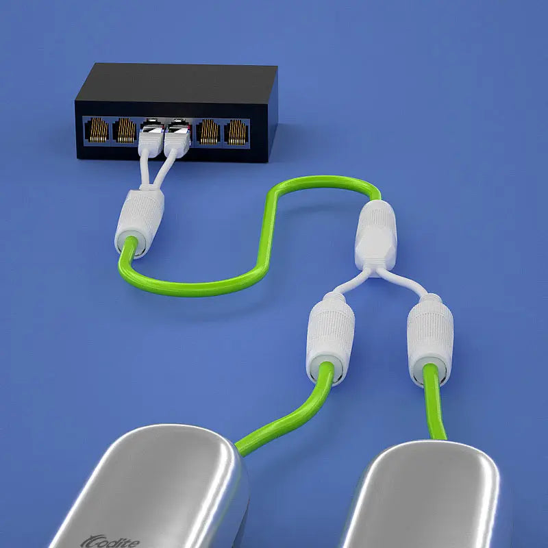 RJ45 1 to 2 Network Cable Splitter Waterproof Adapter POE Monitoring Series Connection 8P8C Separator 2 Devices Internet Access