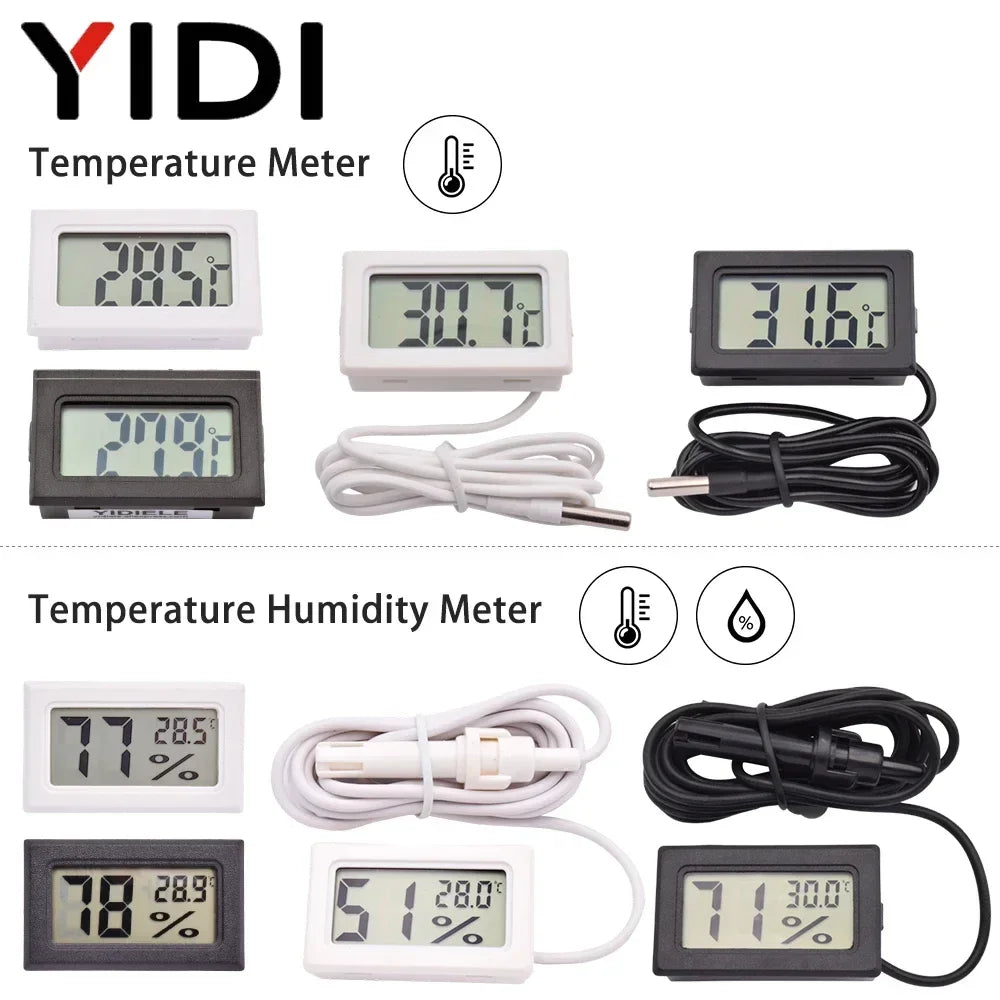 LCD Digital Indoor Outdoor Thermometer Thermo Hygrometer Probe Tester Incubator Aquarium Temperature Humidity Meter Sensor Gauge