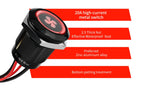 2pcs 19mm Blue LED Latching Push Button Switch, 12V-24V Wide Voltage 20A IP67 Waterproof Marine Switch with 180 Symbols for Car