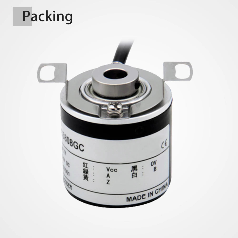 AUCHTEL 38mm Incremental Rotary Encoder 8mm Half Hollow Shaft Photoelectric Optical Switch 10-1024-1800-2500-3600 PPR 5-24VDC