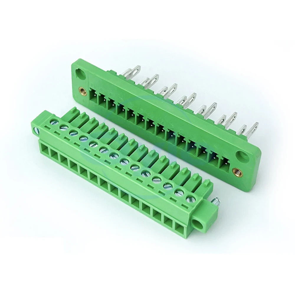 (1 pcs) 2EDGWB - 3.5mm 3.81mm Wall-Mounted Fixed Plug-in Terminal Block with Lugs KF 15EDGAM/KM Complete Set 3.5 3.81 2~24P