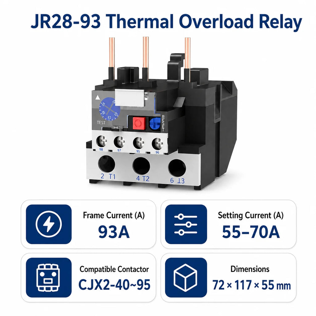 JR28 Series Thermal Overload Relay 25A 36A  Adjustable Current Motor Protection Electrical Overload Protector for AC Contactor