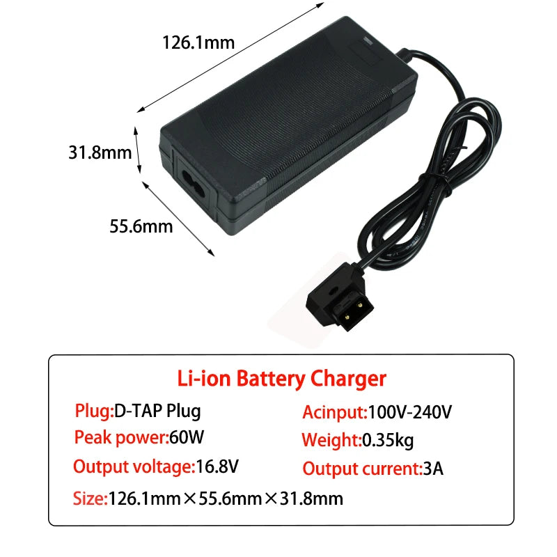 16.8V 3A Li-ion battery charger for 14.4v 14.8v battery 4S 18650 battery pack connector DC5521 gx12 gx16 d-tap xt60 xt90 XLR RCA