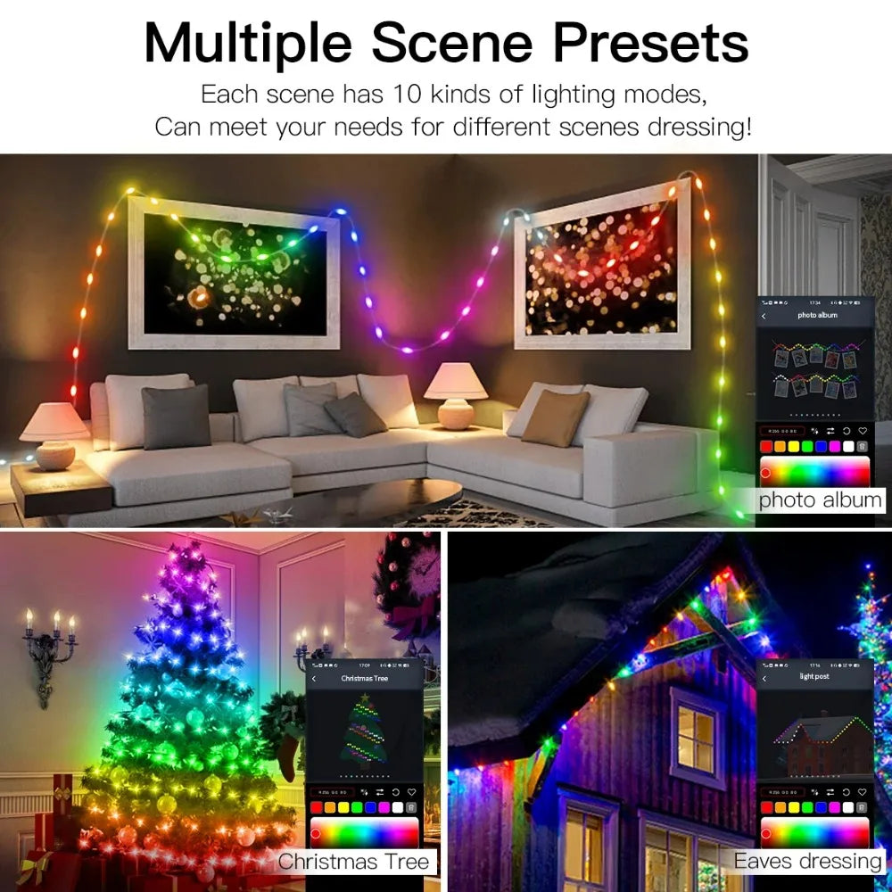 RGBIC LED Lighting String Bluetooth USB Music Dream Color Light 5V Christmas Birthday Party Garland Decor Fairy Lights for Home