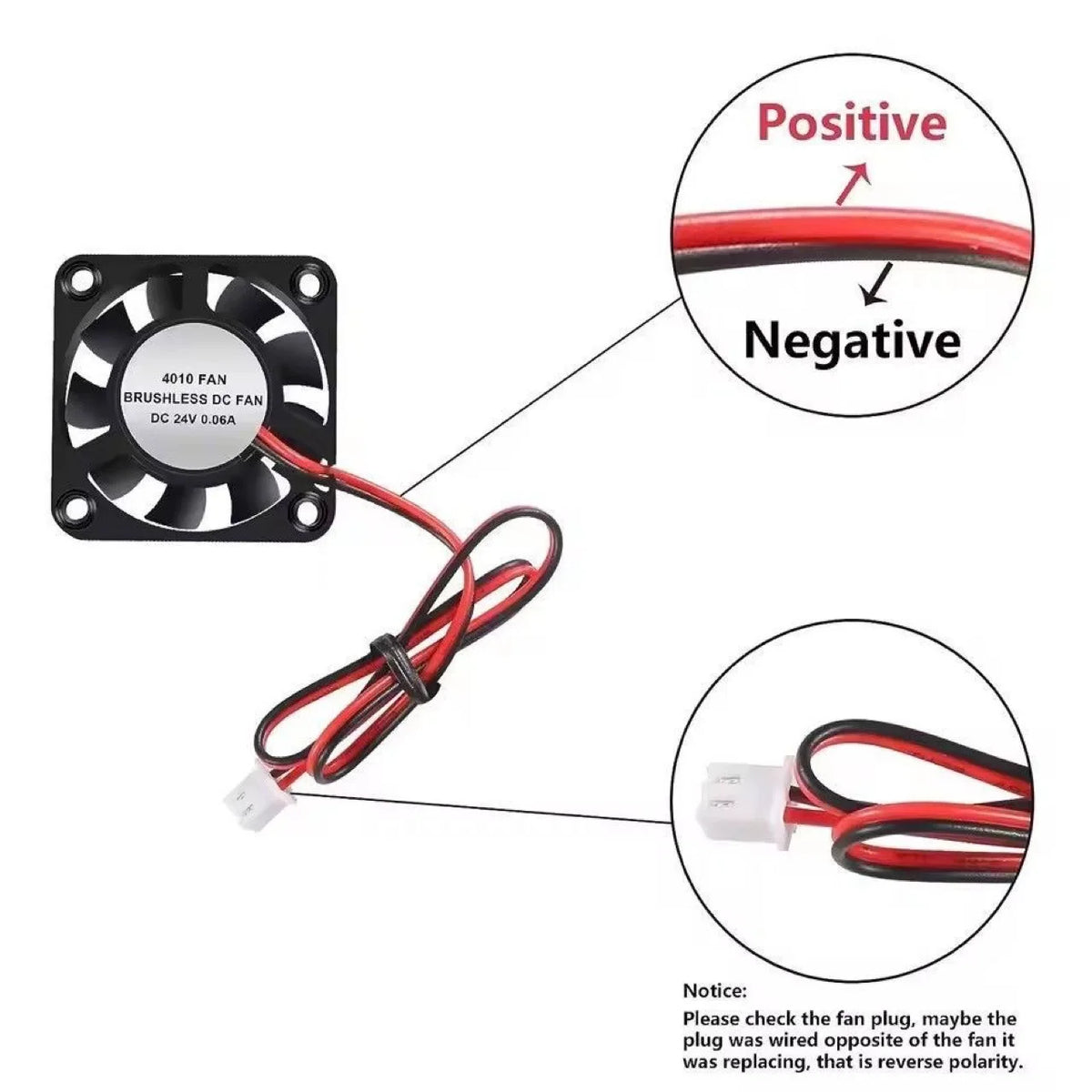 3010 4010 5010 3D Printer Cooling Fan, 12V 24V 5V 2Pin Low Noise, for Ender 3-Style J-Head Heatsink