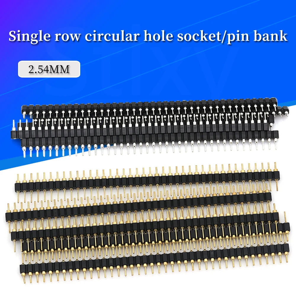 Stlxy 5/20/50Pcs 1x40 Pin Connector Header Strip Male Female Header Single Row 40 Pin 2.54mm Pin Connector Strip Round Needle