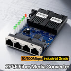 BYXGD 10/100Mbps 2F4E Fiber Media Converter PCB Board 25KM BIDI SC to RJ45 Ethernet Switch for CCTV FTTH Industrial Automation