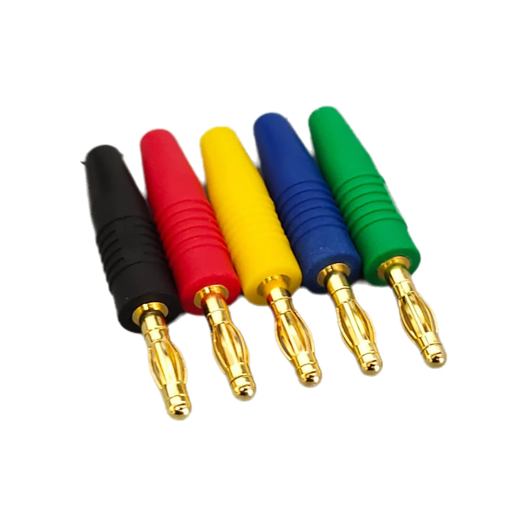 5PCS 4mm Plugs Gold Plated Musical Speaker Cable Wire Pin Banana Plug Connectors Red Black Blue Green Yellow